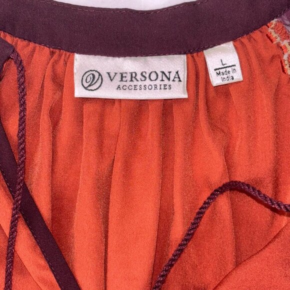 Versona Accessories Orange and Burgundy Boho Top - Size L - Picture 2 of 12